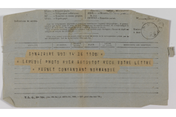 Télégramme de René Pugnet, commandant du paquebot Normandie. / Collections Roger-Viollet / BHVP